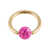 Zircon Steel BCR with Smooth Glitzy Ball (Gold colour PVD) 1.0mm 1.0mm, 8mm, 4mm, Fuchsia