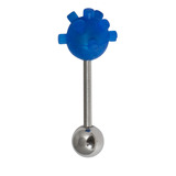 Steel Barbell with Silicone Cover - Sea Mine 1.6mm, 14mm, 6mm, Blue