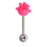 Steel Barbell with Silicone Cover - Sea Mine 1.6mm, 14mm, 6mm, Pink