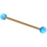 Zircon Steel Industrial Scaffold Barbell with Synthetic Opal Balls 1.6mm, 30mm, 5mm, Light Blue Opal