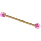 Zircon Steel Industrial Scaffold Barbell with Synthetic Opal Balls 1.6mm, 36mm, 5mm, Pink Opal