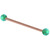 Rose Gold Steel Industrial Scaffold Barbell with Synthetic Opal Balls 1.6mm, 36mm, 5mm, Green Opal - alternative image