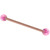 Rose Gold Steel Industrial Scaffold Barbell with Synthetic Opal Balls 1.6mm, 36mm, 5mm, Pink Opal - alternative image