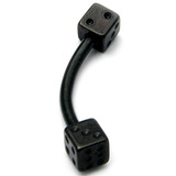 Black Steel Micro Curved Bar with Black Steel Dice 1.2mm 1.2mm, 5mm, Double Dice