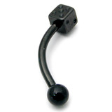 Black Steel Micro Curved Bar with Black Steel Dice 1.2mm 1.2mm, 7mm, Single Dice