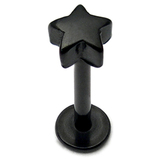 Black Steel Labret with Black Steel Star Star, 1.2mm, 5mm