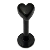 Black Steel Labret with Black Steel Heart Heart, 1.2mm, 5mm