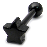 Black Steel Micro Barbell with Black Steel Star 1.2mm Star, 1.2mm, 7mm