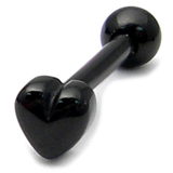 Black Steel Micro Barbell with Black Steel Heart 1.2mm Heart, 1.2mm, 7mm