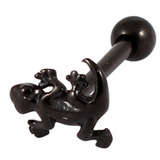 Black Steel Micro Barbell with Black Steel Gecko 1.2mm Gecko, 1.2mm, 9mm