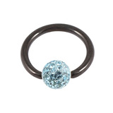 Black Steel BCR with Smooth Glitzy Ball 1.2mm 1.2mm, 7mm, 4mm, Light Blue