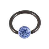 Black Steel BCR with Smooth Glitzy Ball 1.2mm 1.2mm, 7mm, 4mm, Sapphire Blue