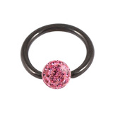 Black Steel BCR with Smooth Glitzy Ball 1.2mm 1.2mm, 11mm, 4mm, Pink