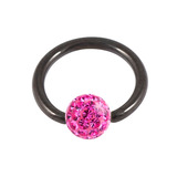 Black Steel BCR with Smooth Glitzy Ball 1.0mm 1.0mm, 9mm, 4mm, Fuchsia