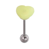 Steel Barbell with Silicone Cover - Heart 1.6mm, 16mm, 6mm, Yellow