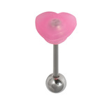 Steel Barbell with Silicone Cover - Heart 1.6mm, 16mm, 6mm, Pink