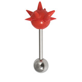 Steel Barbell with Silicone Cover - Spikey Teaser 1.6mm, 16mm, 6mm, Red