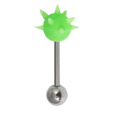 Steel Barbell with Silicone Cover - Spikey Teaser 1.6mm, 16mm, 6mm, Green