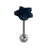 Steel Barbell with Silicone Cover - Star 1.6mm, 16mm, 6mm, Black