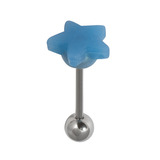 Steel Barbell with Silicone Cover - Star 1.6mm, 16mm, 6mm, Blue