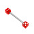 Acrylic Double Dice Barbell 1.6mm 1.6mm, 14mm, Red - alternative image