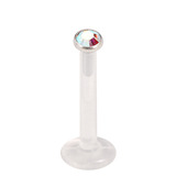 Bioflex Push-fit Labret with Steel Jewelled Disk (2.35mm Disk) 1.2mm, 12mm, 2.35mm Crystal AB.