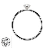 Sterling Silver Hoops - Claw-set Jewelled Nose ring H143 - SKU 32222