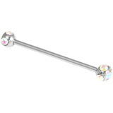 Steel Multi-Gem Industrial Scaffold Barbell 1.6mm, 36mm, 5mm, Crystal AB
