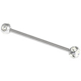 Steel Multi-Gem Industrial Scaffold Barbell 1.6mm, 38mm, 5mm, Crystal Clear