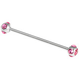 Steel Multi-Gem Industrial Scaffold Barbell 1.6mm, 40mm, 5mm, Pink
