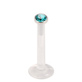Bioflex Push-fit Labret with Steel Jewelled Disk (2.35mm Disk) 1.2mm, 9mm, 2.35mm Turquoise
