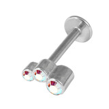 Steel Labret with Cast Steel Triple Jewel 1.2mm 1.2mm, 7mm, Crystal AB