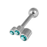 Steel Micro Barbell with Cast Steel Triple Jewel 1.2mm 1.2mm, 12mm, Turquoise