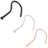 Bioflex Half-Ball Nose Stud Retainer (Hide it) 1.0mm, Clear, Black, Flesh tone (Pack of 3 studs)