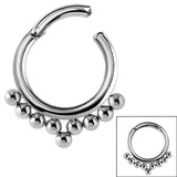 Steel Hinged Segment Ring - Tribal 9 Ball (Clicker) - SKU 32489