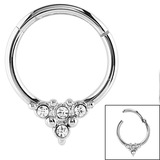 Steel Hinged Segment Ring with Jewelled Triangle (Clicker) Steel, 1.2mm, 8mm