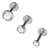 Steel Triple Piercing - Internally Threaded Jewelled Disk Labrets 1.2mm - SKU 32565