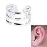 925 Sterling Silver Clip On Ear Cuff - Triple Band SEC7 - SKU 32578