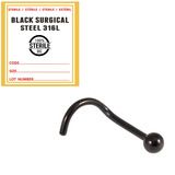 Sterile Black Steel Nose Studs - Ball - SKU 32603