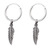 Sterling Silver Hoops - Earrings with Drop Feather H145 - SKU 32605