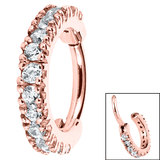 Steel 2.2mm Pave Set Jewelled Edge Hinged Clicker Ring - SKU 32702