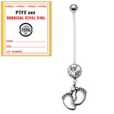Sterile Pregnancy Belly Bars Baby Feet (PTFE) - SKU 32735