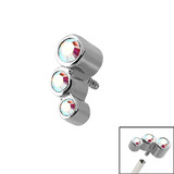 Steel Triple Jewel for Internal Thread shafts in 1.2mm (0.9mm) Crystal AB, 1.2mm