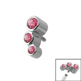 Steel Triple Jewel for Internal Thread shafts in 1.2mm (0.9mm) Pink, 1.2mm