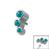 Steel Triple Jewel for Internal Thread shafts in 1.2mm (0.9mm) Turquoise Green, 1.2mm