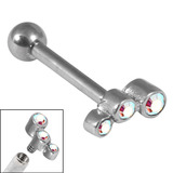 Titanium Internally Threaded Micro Barbells 1.2mm - Triple Jewel 1.2mm, 8mm, Crystal AB