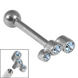 Titanium Internally Threaded Micro Barbells 1.2mm - Triple Jewel 1.2mm, 12mm, Light Blue