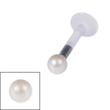 Bioflex Push-fit Labret with Acrylic Pearl Ball 1.6mm, 12mm, 2.5mm Cream
