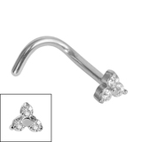 Steel Claw Set Jewelled Trinity Nose Stud - SKU 32911