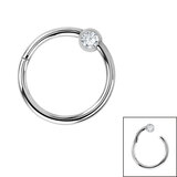 Steel Hinged Segment Ring with a Jewelled Ball (Clicker) - SKU 32912